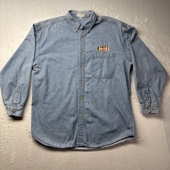 Vintage Denim Y2K Lifesavers Logo Promotional Collared Long Sleeve Shirt Size XL - Picture 2 of 8